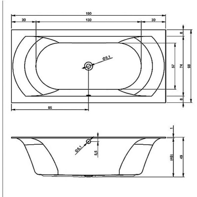 Ванна акриловая Riho LINARES Правый 200x90 (BT4900500000000)