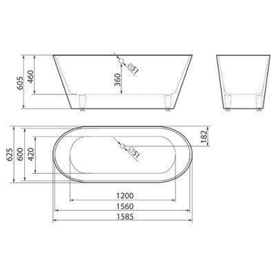 Ванна из литьевого мрамора Esse - Luzon 158.5x62.5