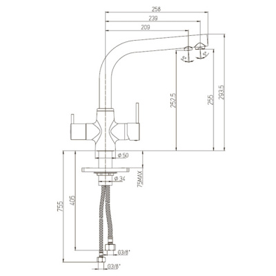 Смеситель для кухни Paini Arena (92CR6433VEB90DAKM)