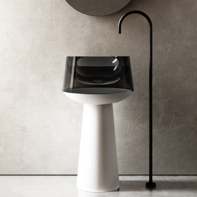 Раковина отдельностоящая прозрачная ABBER Kristall белый/черный (AT2706White-Onyx)