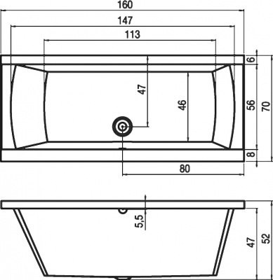 Ванна акриловая RIHO JULIA 160 (BA7100500000000)