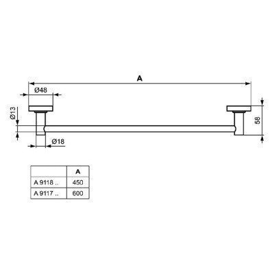 Полотенцедержатель Ideal Standard - IOM 60 см (A9118AA)