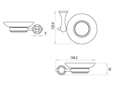 Мыльница керамическая с настенным держателем Lemark (LM2143C)