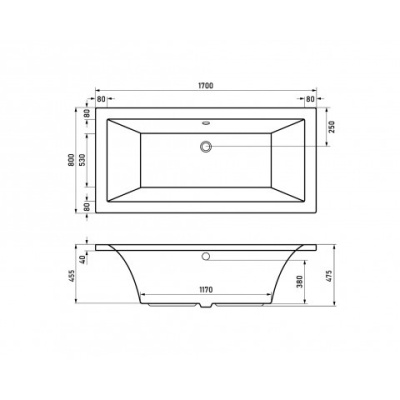 Ванна прямоугольная 170х80 белая ALBA SPA KERO (ВПР0360000100)