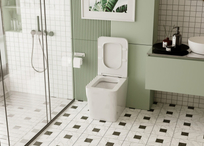 Унитаз ABBER Rechteck приставной белый, безободковый (AC1211)