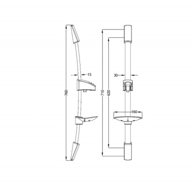 Стойка для душа с мыльницей 760мм (A30311) Стойка для душа с мыльницей 760мм (A30311)