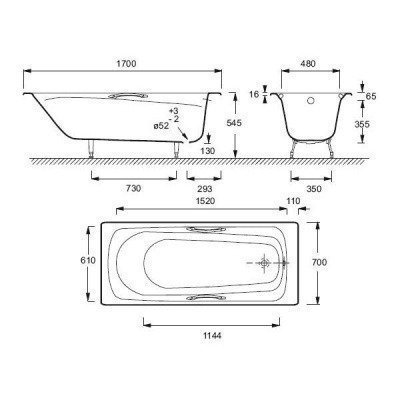 Ванна чугунная Jacob Delafon - Melanie 170x70 (E2925-00)