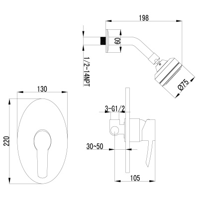 Смеситель Lemark Atlantiss для душа (LM3220C)