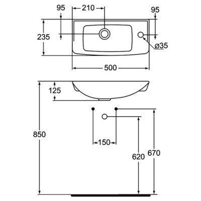 Раковина настенная Vidima - Сева Фрэш 50x23.5 (W449461)