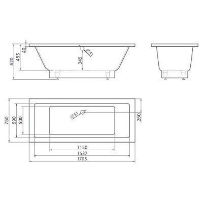 Ванна из литьевого мрамора Esse - Sumatra 170x75