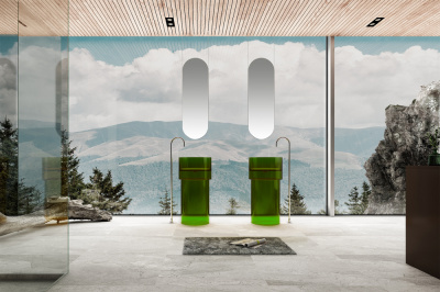 Раковина отдельностоящая прозрачная ABBER Kristall зеленая (AT2701Emerald-H)