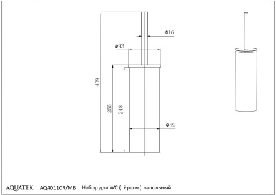 Ершик напольный AQUATEK, матовый черный ВЕГА (AQ4011MB)