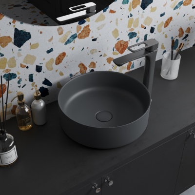 Серый матовый умывальник накладной, Ray, IDDIS (RAYGM03i27)
