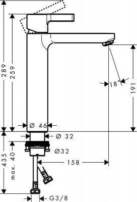 Смеситель для раковины  Hansgrohe  -  Metris S (31026000)