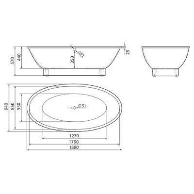 Ванна из литьевого мрамора Esse - Jamba 188x94