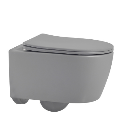 Унитаз ABBER Bequem подвесной серый матовый, безободковый (AC1104MG)