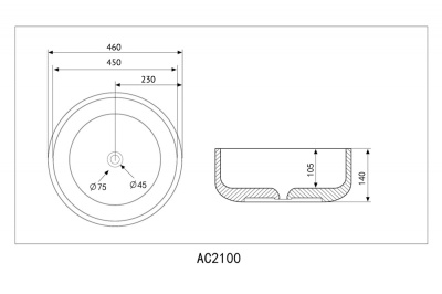 Раковина накладная ABBER Bequem белая (AC2100)
