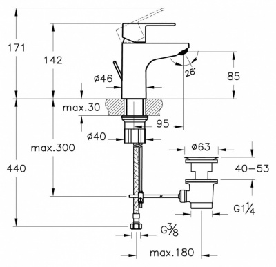 Смеситель для раковины Vitra - Win S (A42594EXP) Смеситель для раковины Vitra - Win S (A42594EXP)