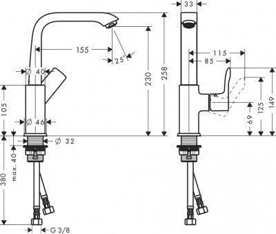 Смеситель для раковины  Hansgrohe  -  Metris (31187000)