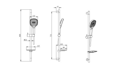 Душевой гарнитур 3jet 73см AQUATEK (AQ2021CR)