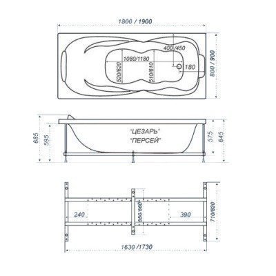 Ванна акриловая Тритон - Персей 190x90 Ванна акриловая Тритон - Персей 190x90