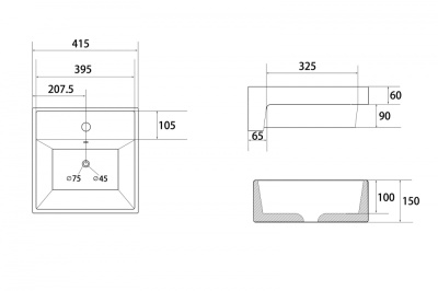 Раковина накладная ABBER Rechteck белая (AC2208)
