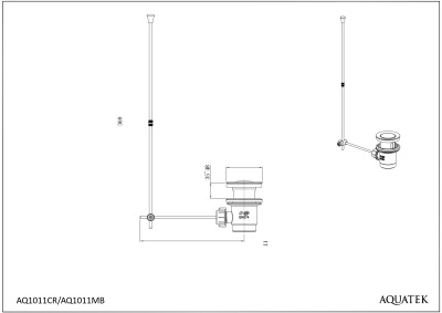 Смеситель для раковины 97 с донным клапаном AQUATEK, матовый черный ВЕГА (AQ1011MB)