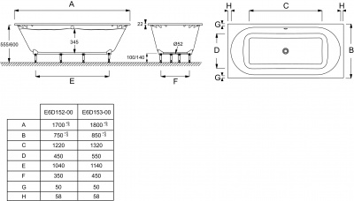 Ванна Jacob Delafon - Odeon Rive Gauche 170x75 (E6D152-00)