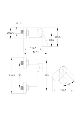 Смеситель Cersanit ELIO для душа (63046)