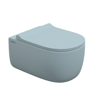 Унитаз BERGES EGO XL, матовый голубой, микролифт, быстросъёмное (083229) Унитаз BERGES EGO XL, матовый голубой, микролифт, быстросъёмное (083229)