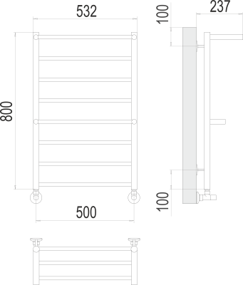 Водяной полотенцесушитель Terminus Анкона П8 500х800 (4670078529978)