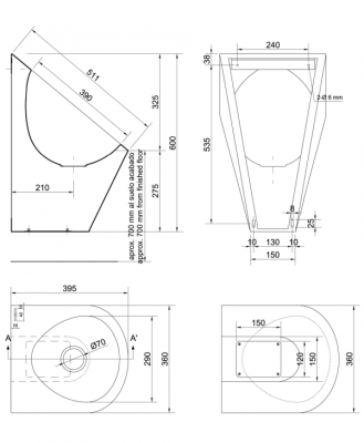 Писсуар из нержавеющей стали Nofer (13004.70.B) Писсуар из нержавеющей стали Nofer (13004.70.B)
