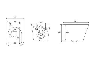 Унитаз ABBER Rechteck подвесной черный матовый, безободковый (AC1201MB)