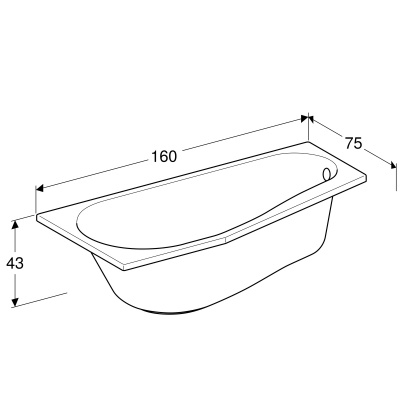 Ванна асимметричная, 160х75 Geberit Renova (657260000)