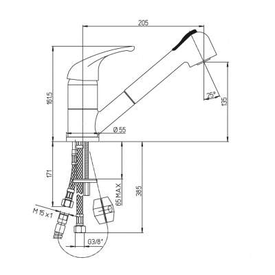 Смеситель для кухни Paini Pilot (04CR568RU)