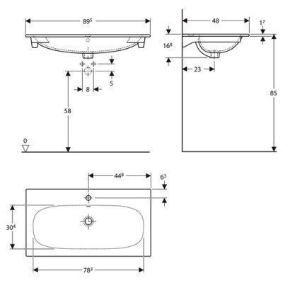 Раковина встраиваемая Geberit - Acanto Slim 90x48 (500.642.01.2)