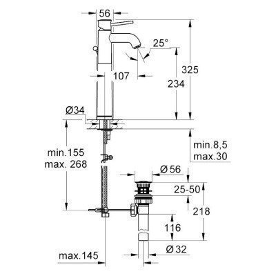Смеситель для раковины Grohe - BauClassic (32868000)