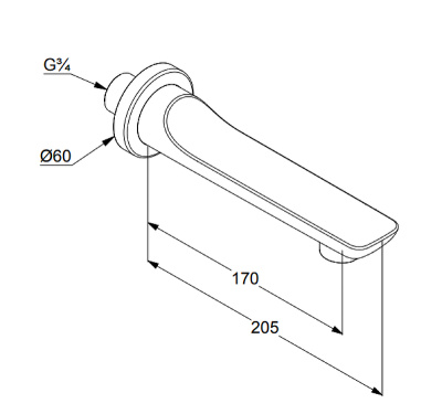 KLUDI BALANCE Излив для ванны, чёрный матовый (5250387)