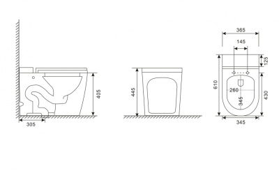 Унитаз ABBER Bequem приставной белый с импульсным смывом (AC1114P)