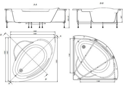 Ванна Roca Bali 150x150 симметричная белая (248639000)