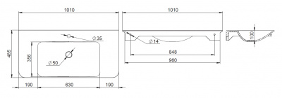 Раковина 100 см, встроенная в столешницу AM.PM Sensation (M30WPC1001WG)