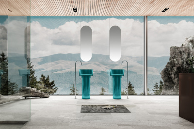 Раковина отдельностоящая прозрачная ABBER Kristall бирюзовая (AT2702Aquamarin-H) Раковина отдельностоящая прозрачная ABBER Kristall бирюзовая (AT2702Aquamarin-H)