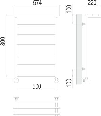 Водяной полотенцесушитель Terminus Контур с/п П7 500х800 (4670078529718)