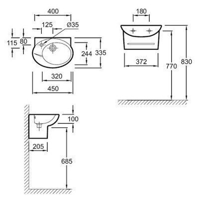Раковина Jacob Delafon - Presquile 45x33.5 (E1337-00)