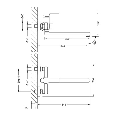 Смеситель Lemark Aura универсальный (LM0651CH)