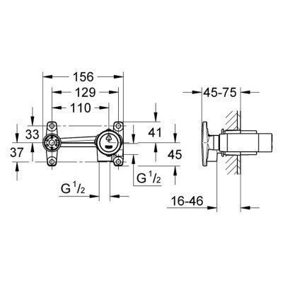 Скрытая часть для настенного смесителя Grohe (32635000)