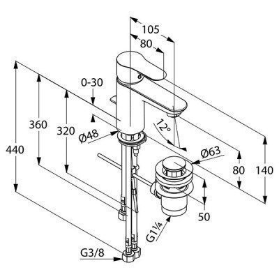 Смеситель для раковины  Kludi  -  OBJEKTA (322340575)