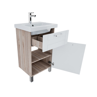 Тумба с умывальником, напольная, 50 см, белая/под дерево, New Sena, IDDIS (NSE50W1i95K) Тумба с умывальником, напольная, 50 см, белая/под дерево, New Sena, IDDIS (NSE50W1i95K)