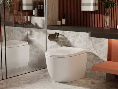 Унитаз ABBER Bequem приставной белый, безободковый (AC1111)