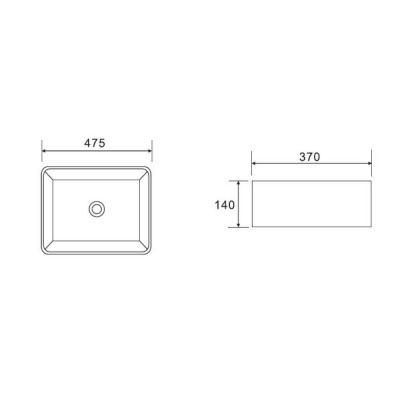 Раковина чёрная накладная Calypso прямоугольная 475х370х140мм (CS2074-MB)